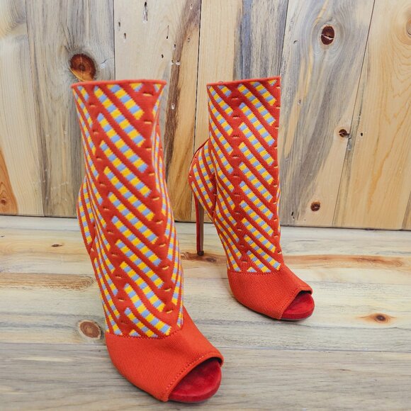 Liliana Knit" The Dylan" Orange Sock Booties - Picture 2 of 6